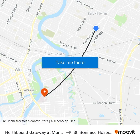 Northbound Gateway at Munroe to St. Boniface Hospital map