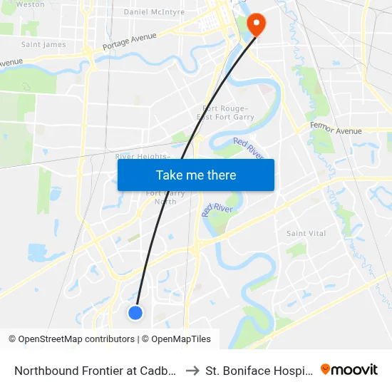 Northbound Frontier at Cadboro to St. Boniface Hospital map