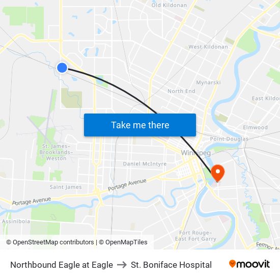Northbound Eagle at Eagle to St. Boniface Hospital map