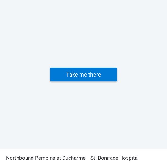 Northbound Pembina at Ducharme to St. Boniface Hospital map