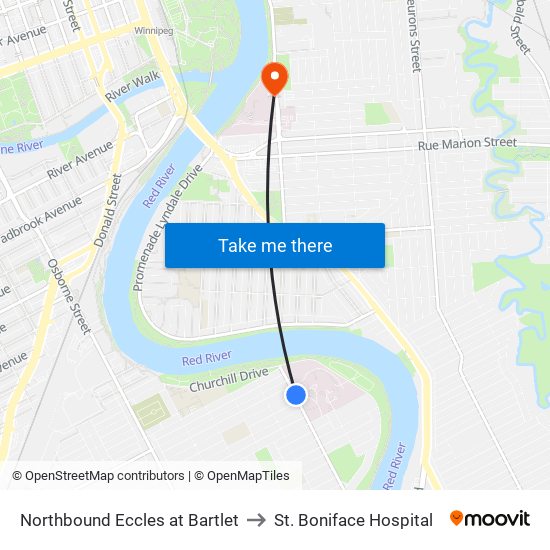 Northbound Eccles at Bartlet to St. Boniface Hospital map