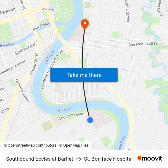 Southbound Eccles at Bartlet to St. Boniface Hospital map