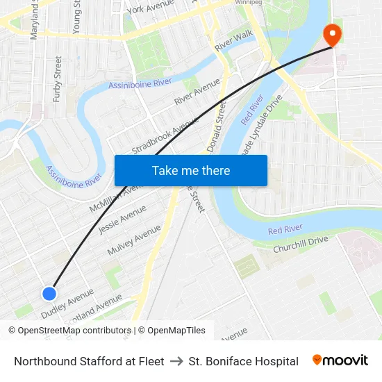 Northbound Stafford at Fleet to St. Boniface Hospital map