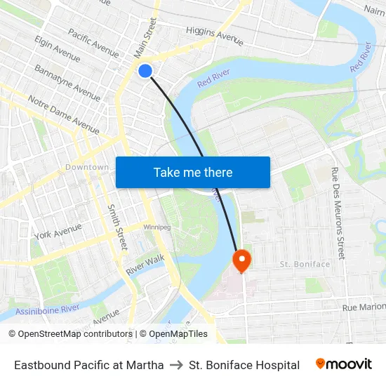 Eastbound Pacific at Martha to St. Boniface Hospital map