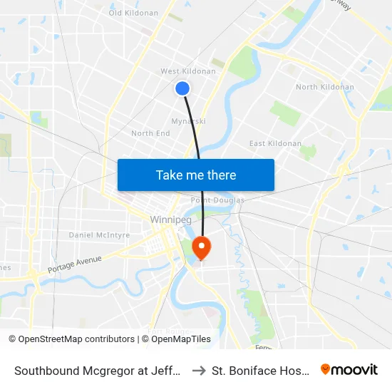 Southbound Mcgregor at Jefferson to St. Boniface Hospital map
