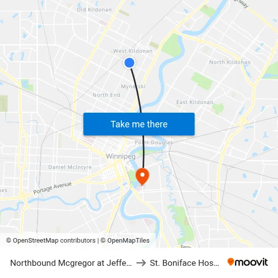Northbound Mcgregor at Jefferson to St. Boniface Hospital map