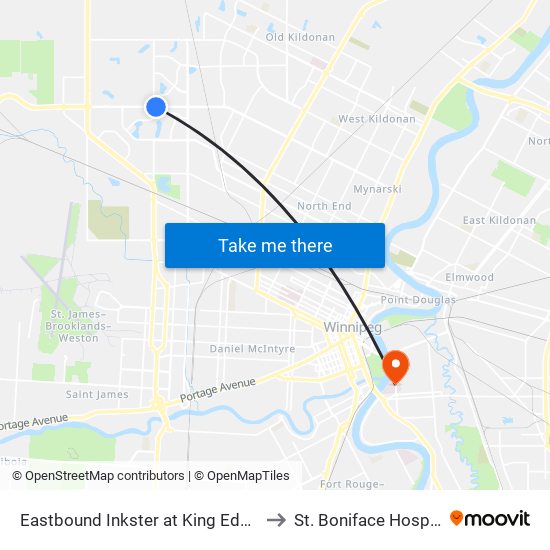 Eastbound Inkster at King Edward to St. Boniface Hospital map