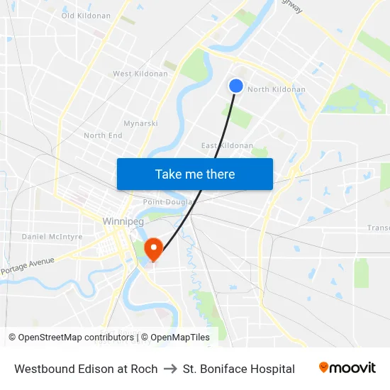 Westbound Edison at Roch to St. Boniface Hospital map