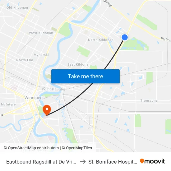 Eastbound Ragsdill at De Vries to St. Boniface Hospital map