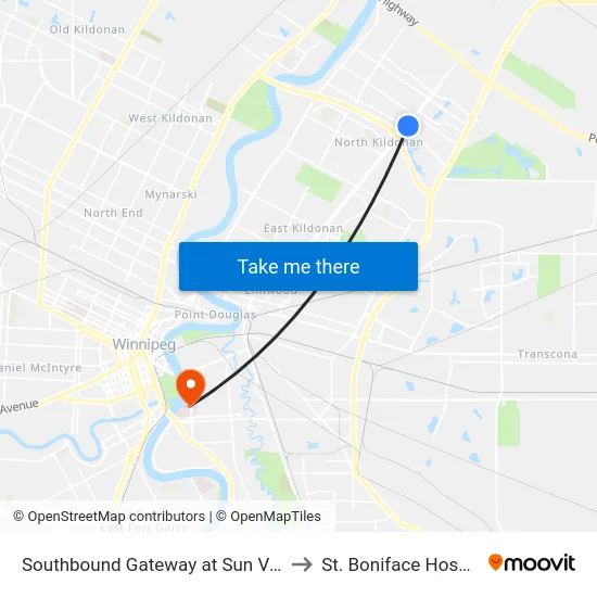 Southbound Gateway at Sun Valley to St. Boniface Hospital map