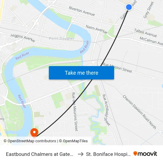 Eastbound Chalmers at Gateway to St. Boniface Hospital map