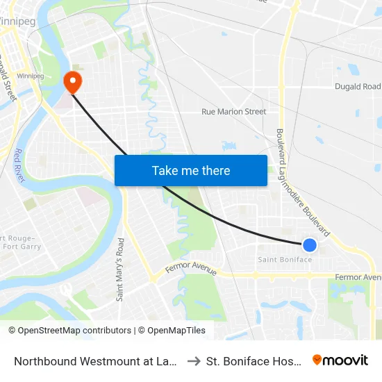 Northbound Westmount at Lachine to St. Boniface Hospital map