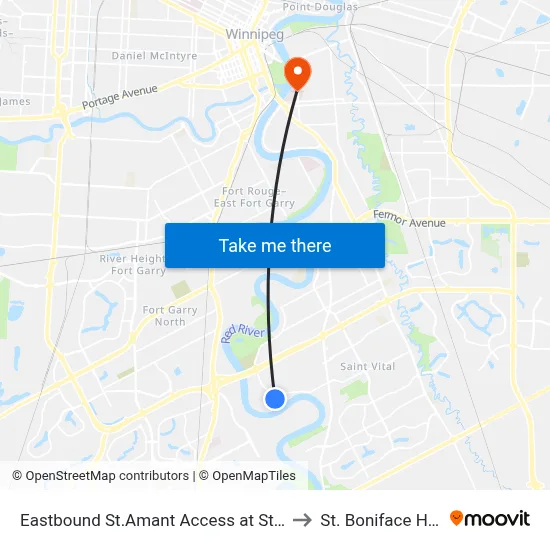 Eastbound St.Amant Access at St.Amant East to St. Boniface Hospital map