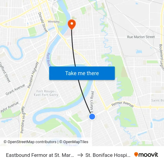 Eastbound Fermor at St. Mary's to St. Boniface Hospital map