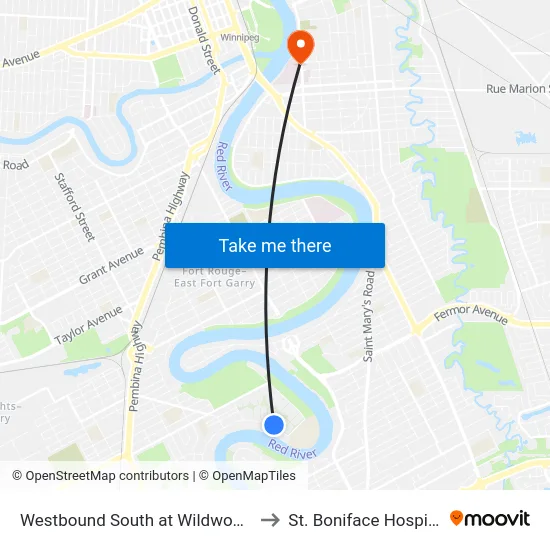 Westbound South at Wildwood I to St. Boniface Hospital map
