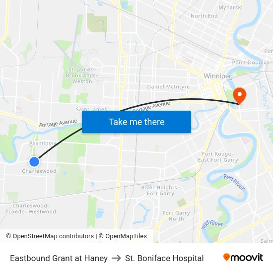 Eastbound Grant at Haney to St. Boniface Hospital map