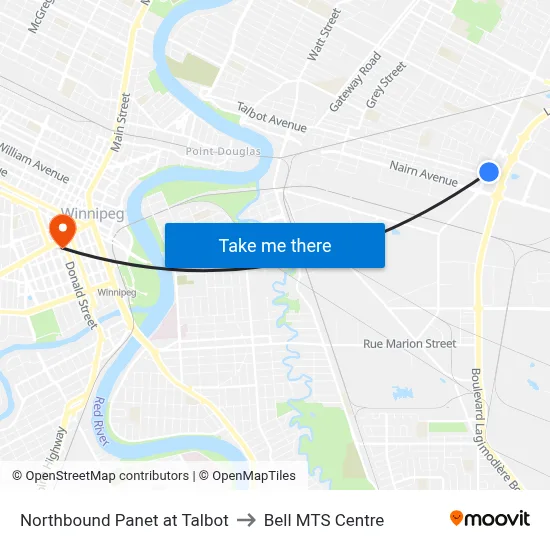 Northbound Panet at Talbot to Bell MTS Centre map