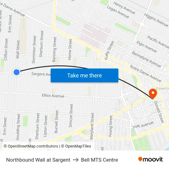Northbound Wall at Sargent to Bell MTS Centre map