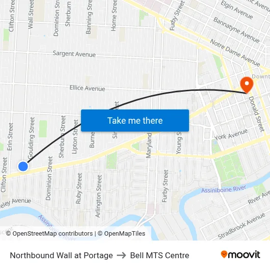 Northbound Wall at Portage to Bell MTS Centre map