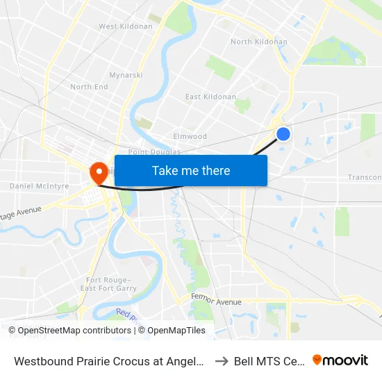 Westbound Prairie Crocus at Angela Everts to Bell MTS Centre map