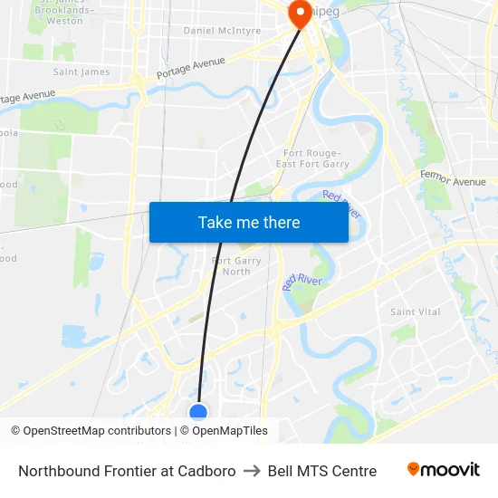 Northbound Frontier at Cadboro to Bell MTS Centre map