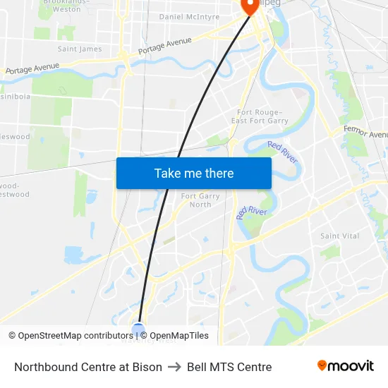 Northbound Centre at Bison to Bell MTS Centre map