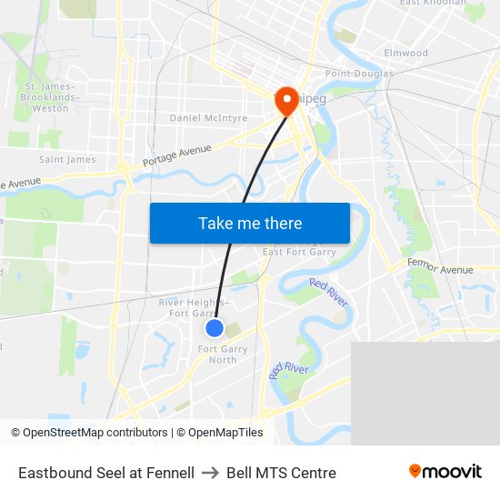 Eastbound Seel at Fennell to Bell MTS Centre map