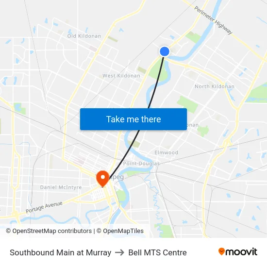 Southbound Main at Murray to Bell MTS Centre map