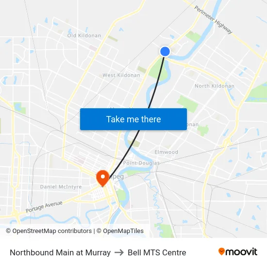 Northbound Main at Murray to Bell MTS Centre map