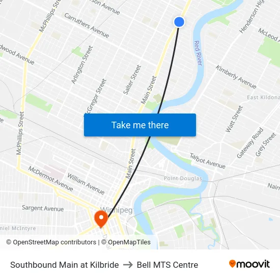 Southbound Main at Kilbride to Bell MTS Centre map