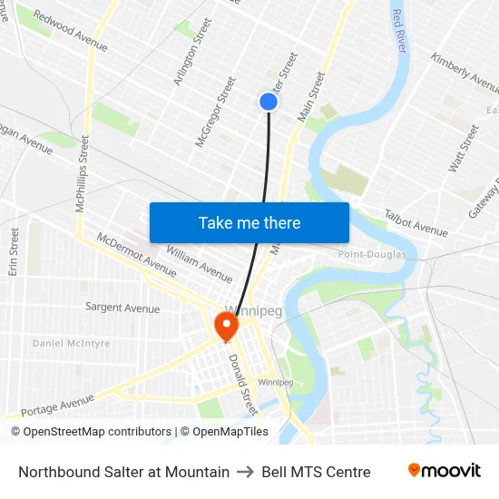 Northbound Salter at Mountain to Bell MTS Centre map