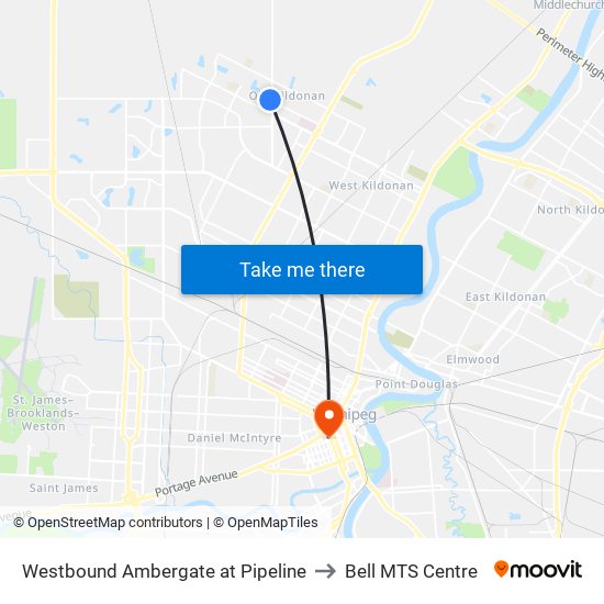 Westbound Ambergate at Pipeline to Bell MTS Centre map