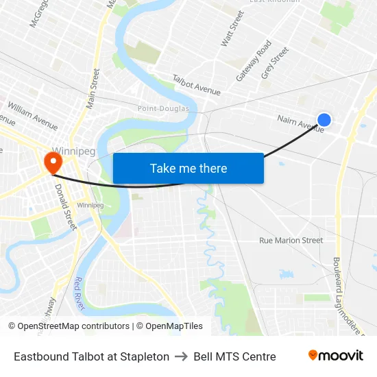 Eastbound Talbot at Stapleton to Bell MTS Centre map