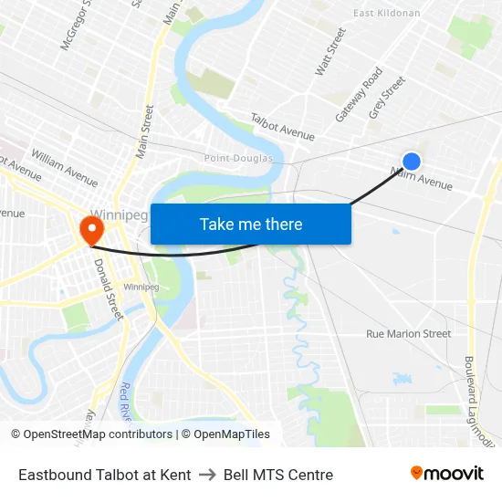 Eastbound Talbot at Kent to Bell MTS Centre map