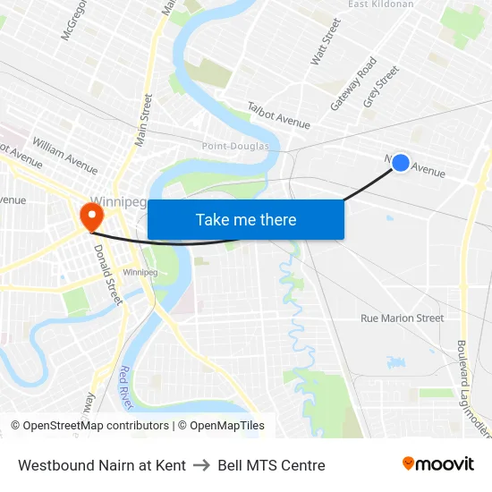 Westbound Nairn at Kent to Bell MTS Centre map