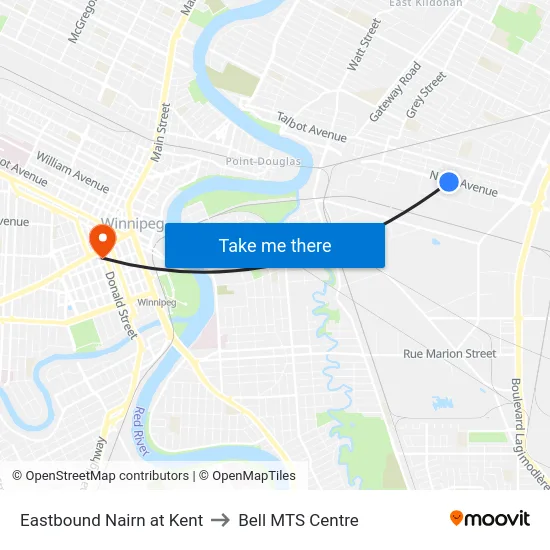 Eastbound Nairn at Kent to Bell MTS Centre map
