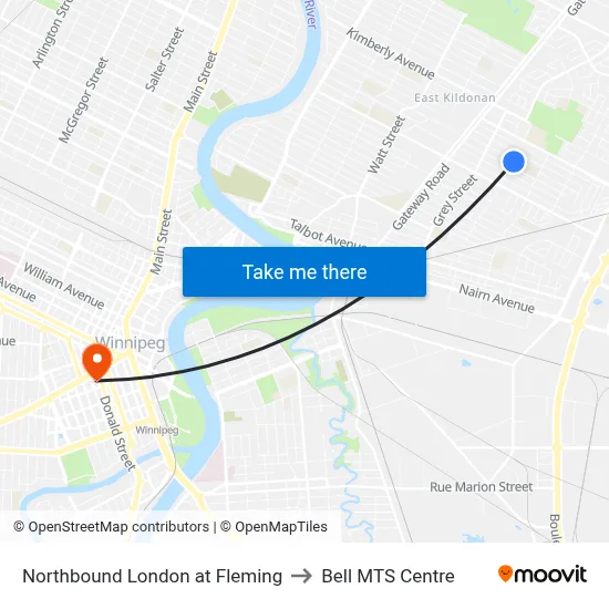 Northbound London at Fleming to Bell MTS Centre map