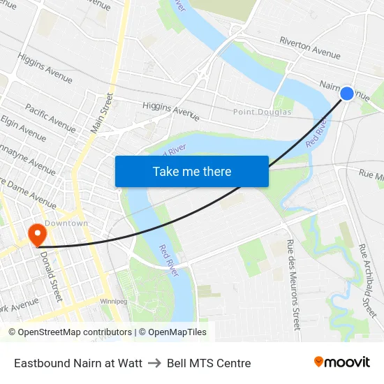 Eastbound Nairn at Watt to Bell MTS Centre map