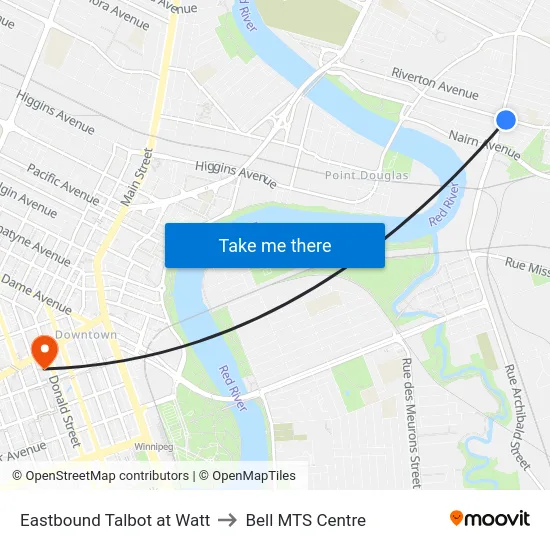 Eastbound Talbot at Watt to Bell MTS Centre map