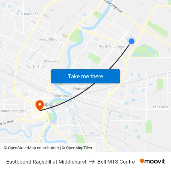 Eastbound Ragsdill at Middlehurst to Bell MTS Centre map