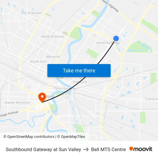 Southbound Gateway at Sun Valley to Bell MTS Centre map