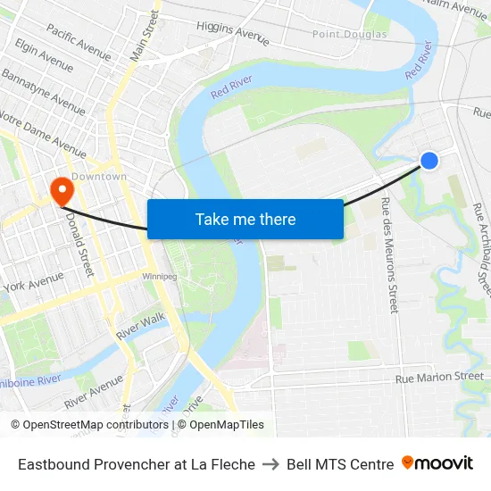 Eastbound Provencher at La Fleche to Bell MTS Centre map