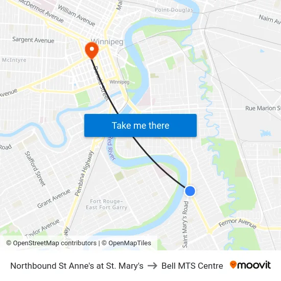 Northbound St Anne's at St. Mary's to Bell MTS Centre map