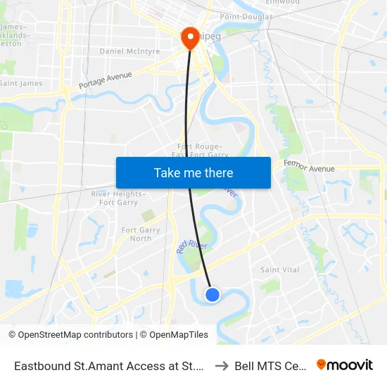 Eastbound St.Amant Access at St.Amant to Bell MTS Centre map