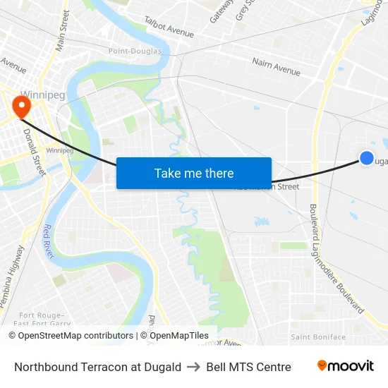 Northbound Terracon at Dugald to Bell MTS Centre map