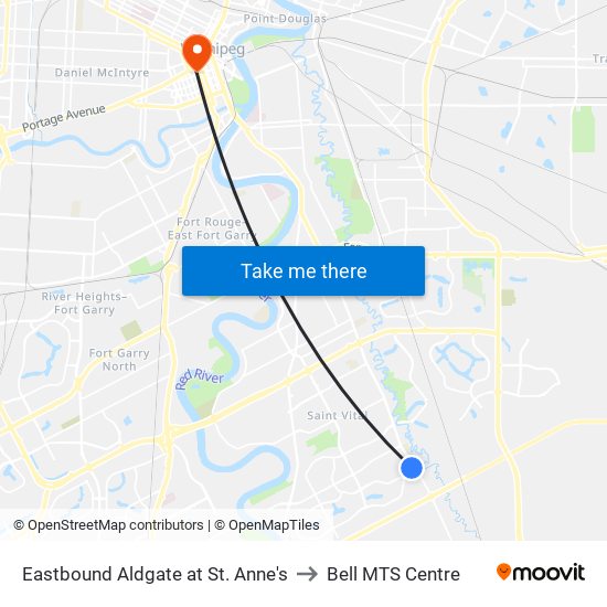 Eastbound Aldgate at St. Anne's to Bell MTS Centre map