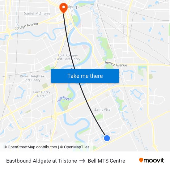 Eastbound Aldgate at Tilstone to Bell MTS Centre map