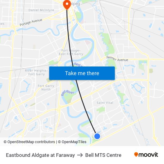 Eastbound Aldgate at Faraway to Bell MTS Centre map