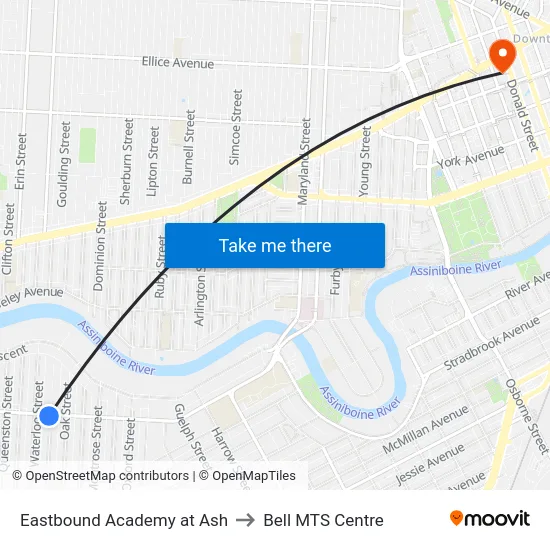 Eastbound Academy at Ash to Bell MTS Centre map