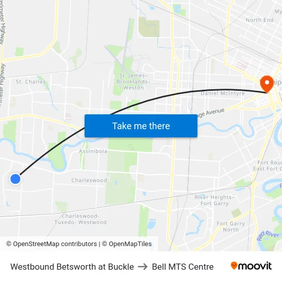 Westbound Betsworth at Buckle to Bell MTS Centre map